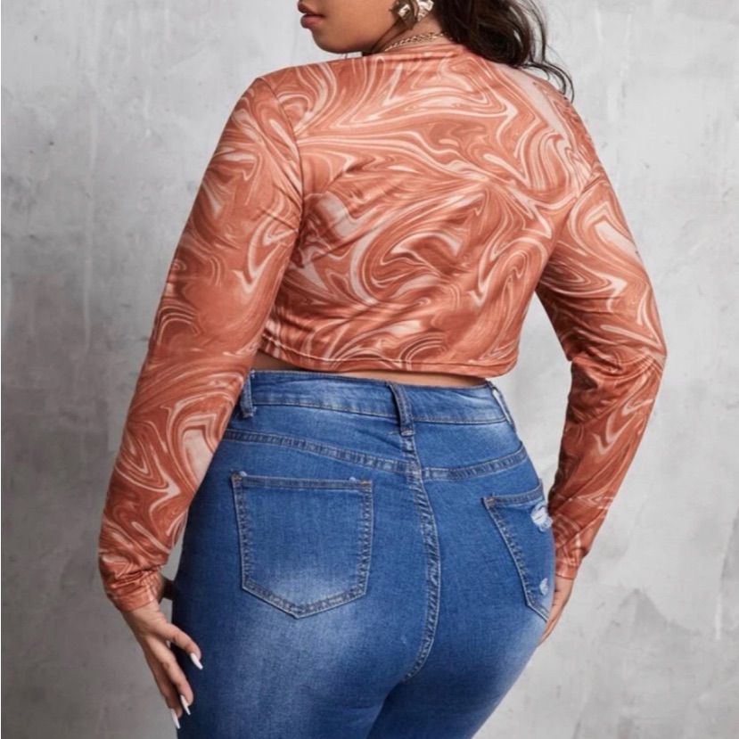 Marble Plus Size Drawstring Top